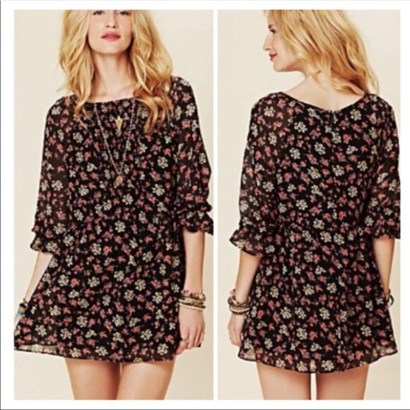 black floral babydoll dress